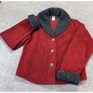 Vintage Women Orvis Jacket S Fleece Red Shawl Collar Outdoor Aspen Sherpa